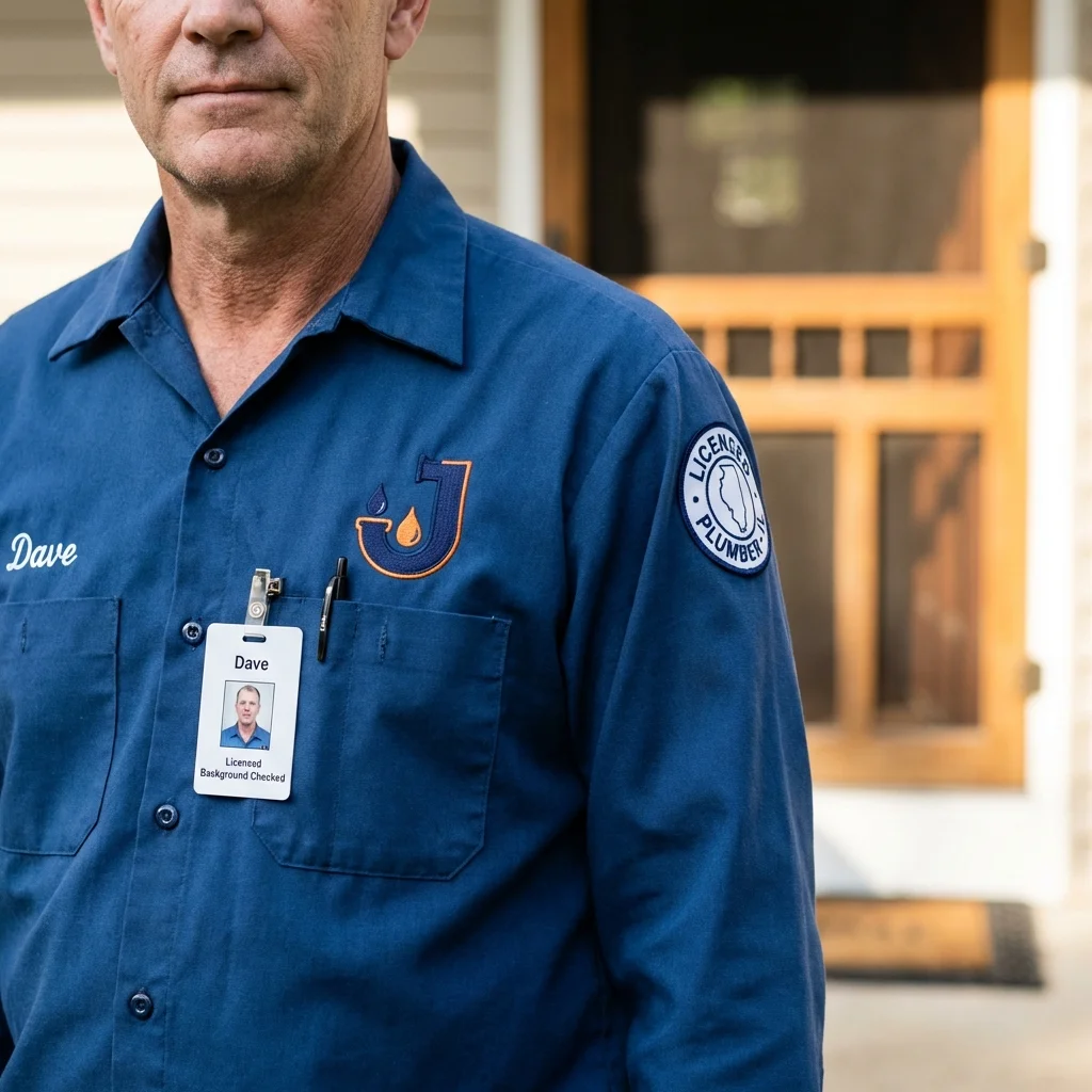 Licensed plumber showing ID badge in Cooperstown, NY