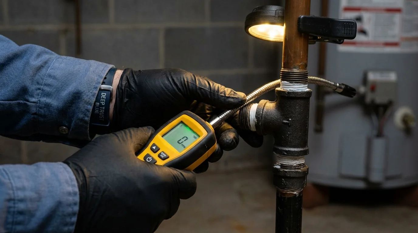 Gas leak detection with electronic sniffer by Johns Plumbing LLC in Cooperstown