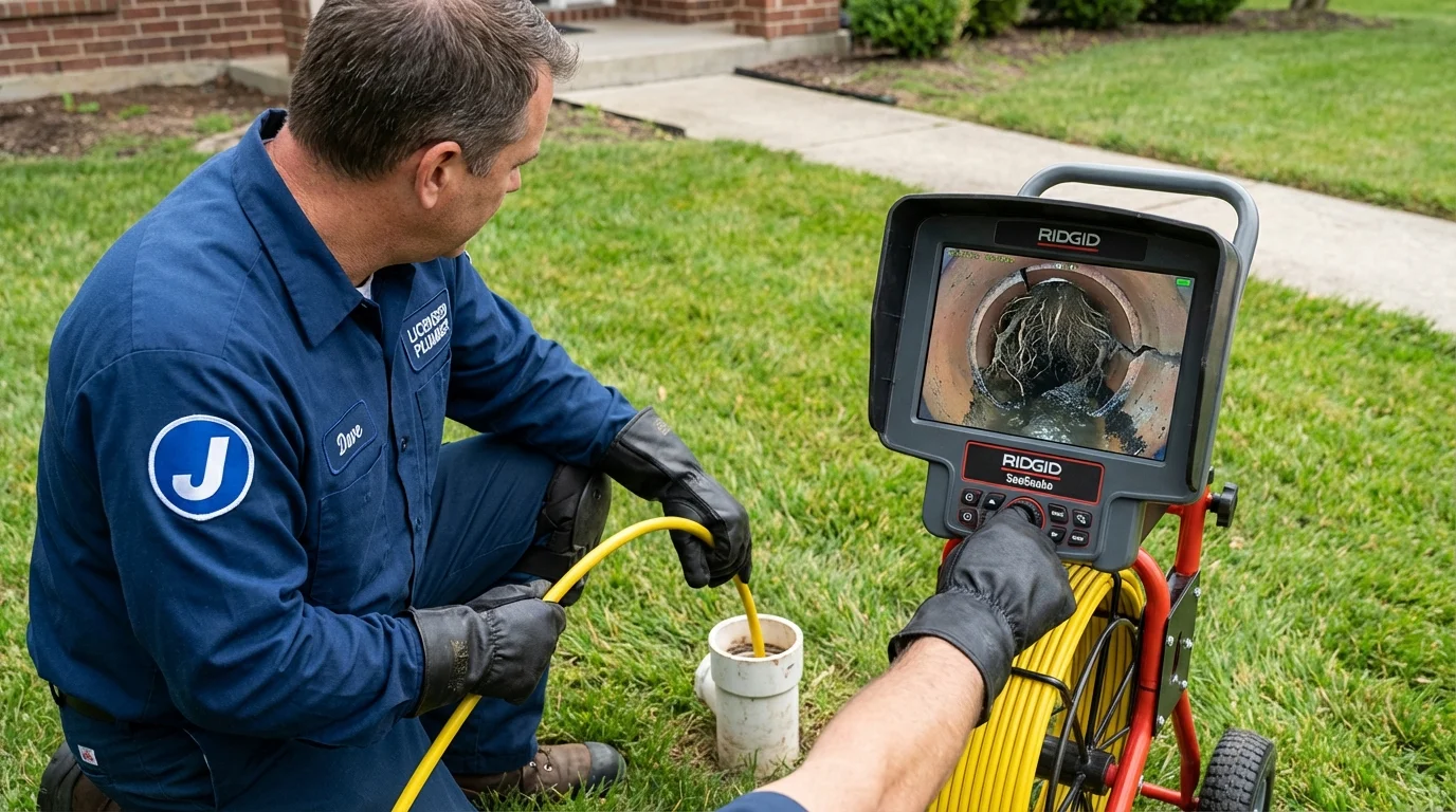 Sewer camera inspection being performed by Johns Plumbing LLC in Cooperstown